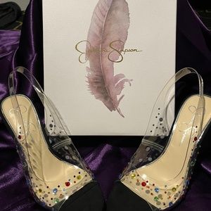 Beautiful Black Clear Multi Color Jessica Simpson Heels